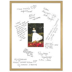 Złota ramka na weselną pamiątkę z passe partout 30x40 cm