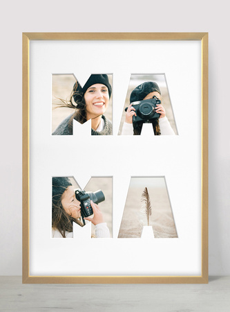 Ramka na zdjęcia MAMA jasne drewno. Ramka z passe partout o rozmiarze 30x40 cm