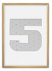 Ramka CYFERKA "5" Naturalne Drewno. Ramka z passe partout o rozmiarze 21x30 cm