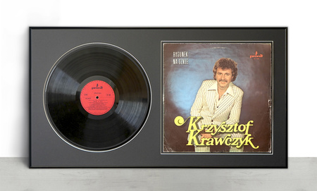 Ramka na płytę winylową z okładką. Ramka aluminiowa o rozmiarze 41x75 cm