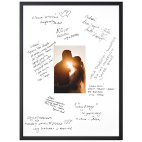 Czarna ramka na weselną pamiątkę z passe partout 30x40 cm