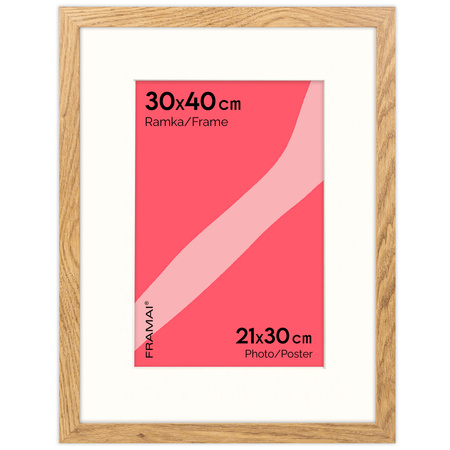 Ramka naturalna HEN PASS 01 z passe-partout – rozmiar 30x40 cm (21x30 cm)