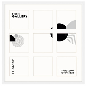 Foto Galeria 40x40 cm - ramka z passe partout na 9 zdjęć 10x10 cm kolor biały