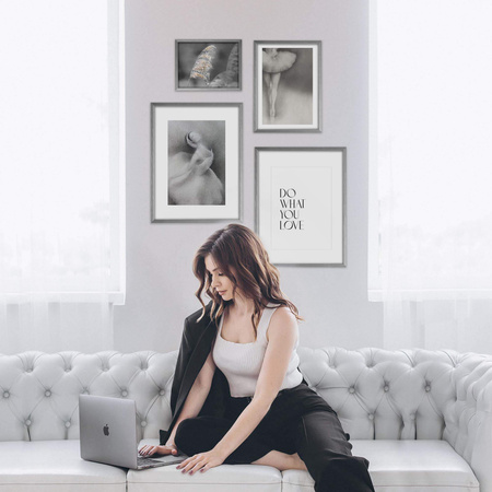 Zestaw plakatów by Anetta Piechowska-Subtle Dance at Dawn w srebrnych ramkach z litego drewna