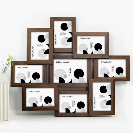 Multirama na 9 zdjęć MULTI HEN 4 ramka na zdjęcia w kolorze brązowym