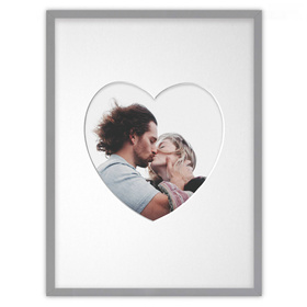 Ramka SERCE - szare - Ramka z passe partout o rozmiarze 30x40 cm