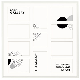 Foto Galeria 50x50 cm - ramka z passe partout na 11 zdjęć 10x15 cm i 10x10 cm kolor biały
