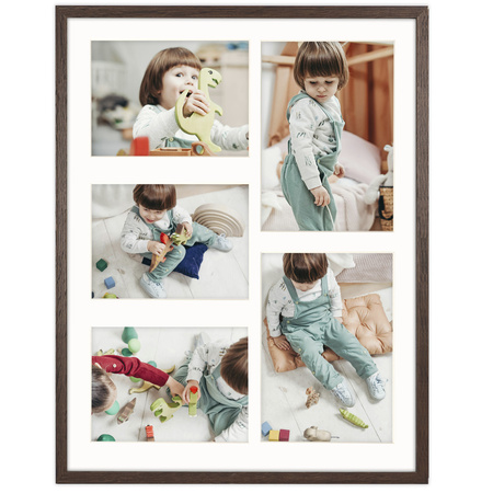 Foto Galeria 40x50 cm - ramka z passe partout na 5 zdjęć 13x18 cm 15x21 cm kolor brązowy