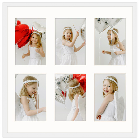 Foto Galeria 40x40 cm - ramka z passe partout na 6 zdjęć 10x15 cm kolor biały