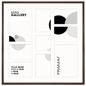 Foto Galeria 50x50 cm - ramka z passe partout na 9 zdjęć 10x15 cm 15x21 cm 10x10 cm brązowa