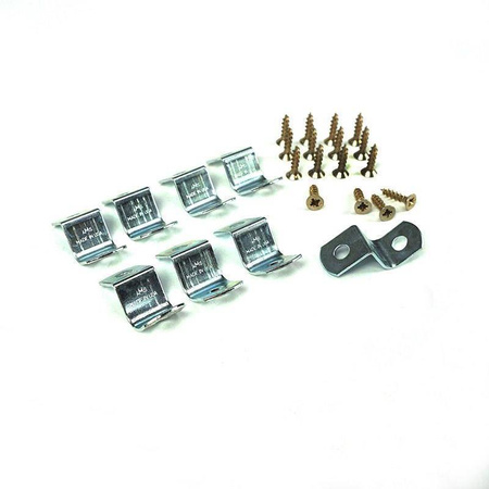 Komplet blaszek 12 mm do montażu obrazów. Zestaw zawiera wkręty.