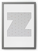 Ramka LITERKA "Z" Szara. Ramka z passe partout o rozmiarze 21x30 cm