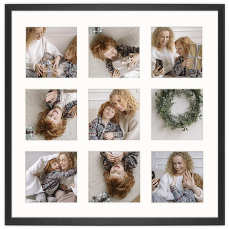 Foto Galeria 40x40 cm - ramka z passe partout na 9 zdjęć 10x10 cm kolor czarny