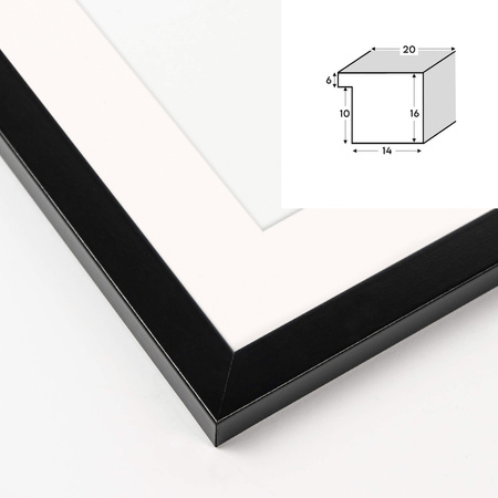Ramka czarna HEN PASS 2 z passe-partout – rozmiar 60x80 cm (okienko 40x60 cm)