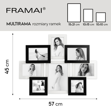 Multirama na 8 zdjęć MULTI HEN 01 ramka na zdjęcia czarno-biała