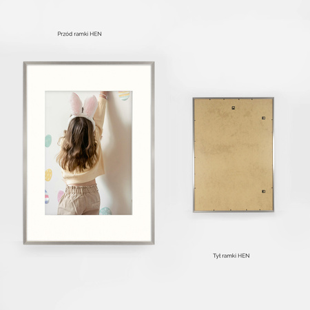 Ramka srebrna HEN PASS S z passe-partout – rozmiar 70x100 cm (okienko 50x70 cm)
