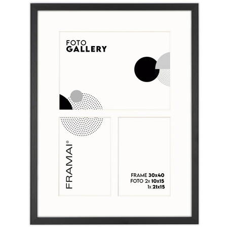 Foto Galeria 30x40 cm czarna - ramka z passe partout na 3 zdjęcia 10x15 cm 15x21 cm