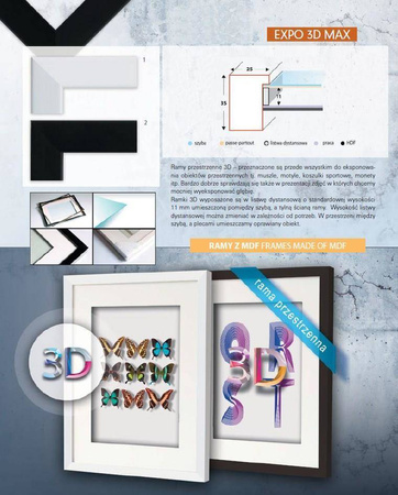 Ramka przestrzenna EXPO 3D MAX Czarna 40x50 cm (30x40cm)