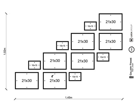 Zestaw czarnych ramek na 12 zdjęć PINIA 2 GF0032 R