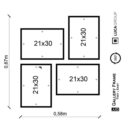 Zestaw naturanych ramek na 4 zdjęcia PINIA 00 GF0044