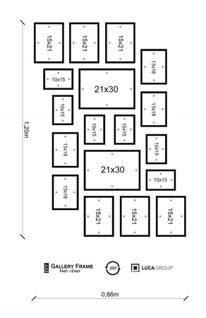 Zestaw czarnych ramek na 18 zdjęć PINIA 2 GF0006