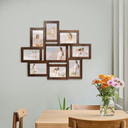Multirama na 9 zdjęć MULTI HEN 4 ramka na zdjęcia w kolorze brązowym