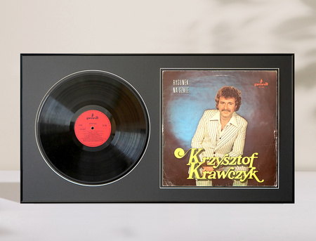 Ramka na płytę winylową z okładką. Ramka aluminiowa o rozmiarze 41x75 cm