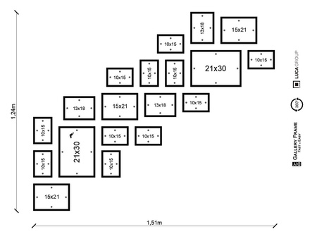 Zestaw czarnych ramek na 19 zdjęć PINIA 2 GF0036 R
