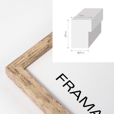 Ramka drewniana FIT 0 w kolorze jasnego drewna 50x70 cm