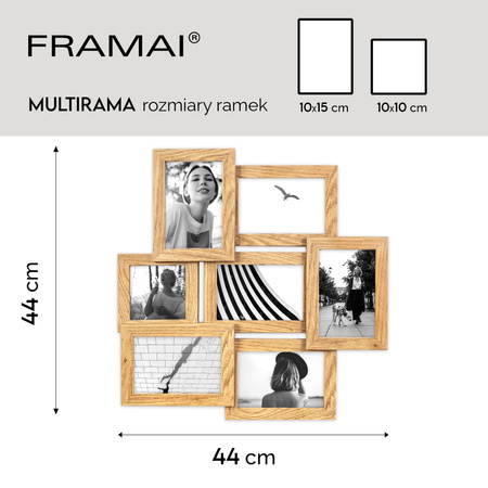 Multirama na 7 zdjęć MULTI HEN 01 ramka na zdjęcia w kolorze dębowym