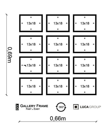 Zestaw białych ramek na 12 zdjęć PINIA 1 GF0018