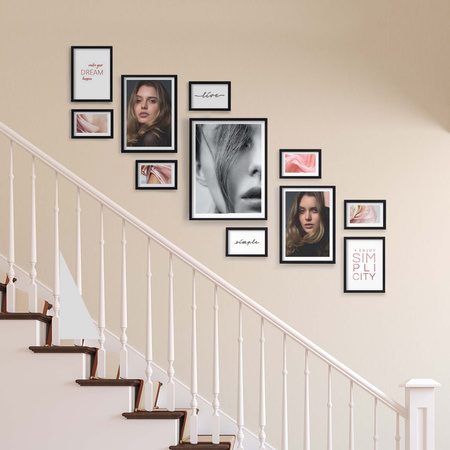 Zestaw czarnych ramek na 11 zdjęć PINIA 2 GF0030 L