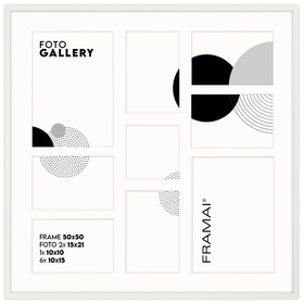 Foto Galeria 50x50 cm - ramka z passe partout na 9 zdjęć 10x15 cm 15x21 cm 10x10 cm biała