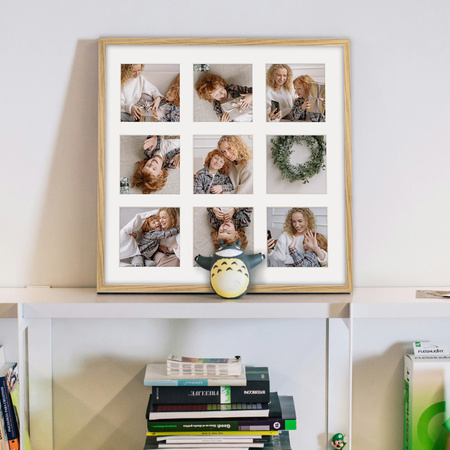 Foto Galeria 40x40 cm - ramka z passe partout na 9 zdjęć 10x10 cm kolor dębowy