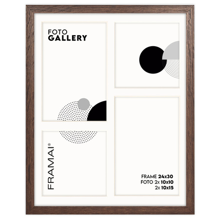Brązowa Foto Galeria 24x30 cm - ramka z passe partout na 4 zdjęcia 10x15 cm 10x10 cm