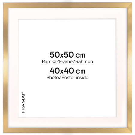 Ramka złota HEN PASS Z z passe-partout – rozmiar 50x50 cm (okienko 40x40 cm)