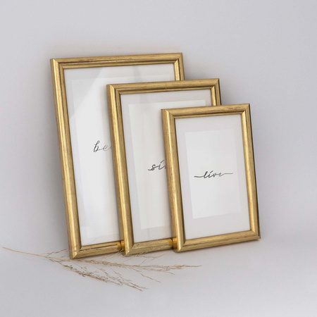 Pakiet złotych ramek drewnianych 5szt 13x18 cm HIT 1 Z