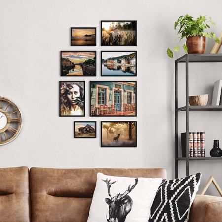 Zestaw czarnych ramek na 8 zdjęć PINIA 2 GF0009