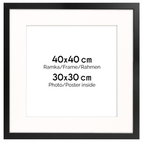 Ramka czarna HEN PASS 2 z passe-partout – rozmiar 40x40 cm (okienko 30x30 cm)