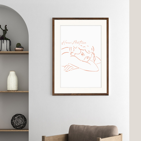 Ramka brązowa HEN PASS 4 z passe-partout – rozmiar 50x70 cm (okienko 40x60 cm)