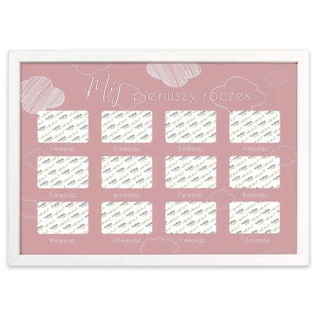 Ramka na zdjęcia MÓJ PIERWSZY ROCZEK - DZIEWCZYNKA. Ramka z passe partout o rozmiarze 21x30 cm