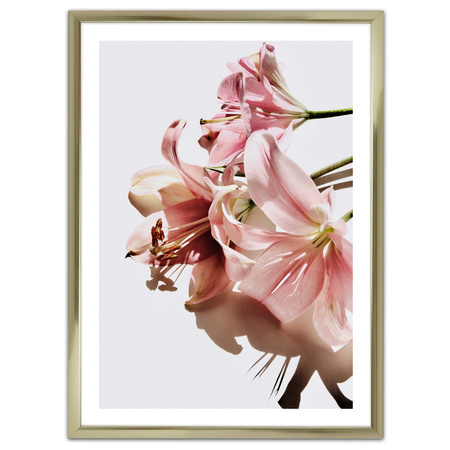 Ramka aluminiowa złota błyszcząca QAL 50x70 cm