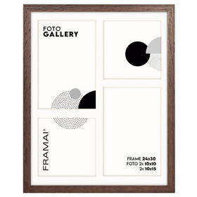 Brązowa Foto Galeria 24x30 cm - ramka z passe partout na 4 zdjęcia 10x15 cm 10x10 cm