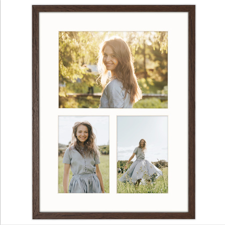 Foto Galeria 30x40 cm brązowa - ramka z passe partout na 3 zdjęcia 10x15 cm 15x21 cm