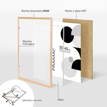 Ramka z drewna surowego RAW 30x45 cm