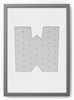 Ramka LITERKA "W" Szara. Ramka z passe partout o rozmiarze 21x30 cm