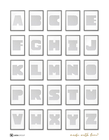 Ramka LITERKA "O" Szara. Ramka z passe partout o rozmiarze 21x30 cm