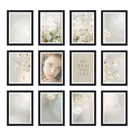Zestaw czarnych ramek na 12 zdjęć PINIA 2 GF0018