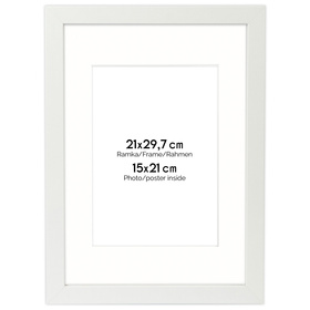 Ramka biała HEN PASS 1 z passe-partout – rozmiar 21x29,7 cm (okienko 15x21 cm)
