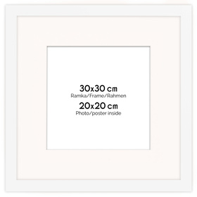 Ramka biała HEN PASS 1 z passe-partout – rozmiar 30x30 cm (okienko 20x20 cm)